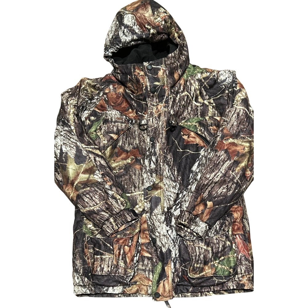 Cabelas Kids Camo Hooded Jacket Mossy Oak Camouflage Outdoor Winter Coat
